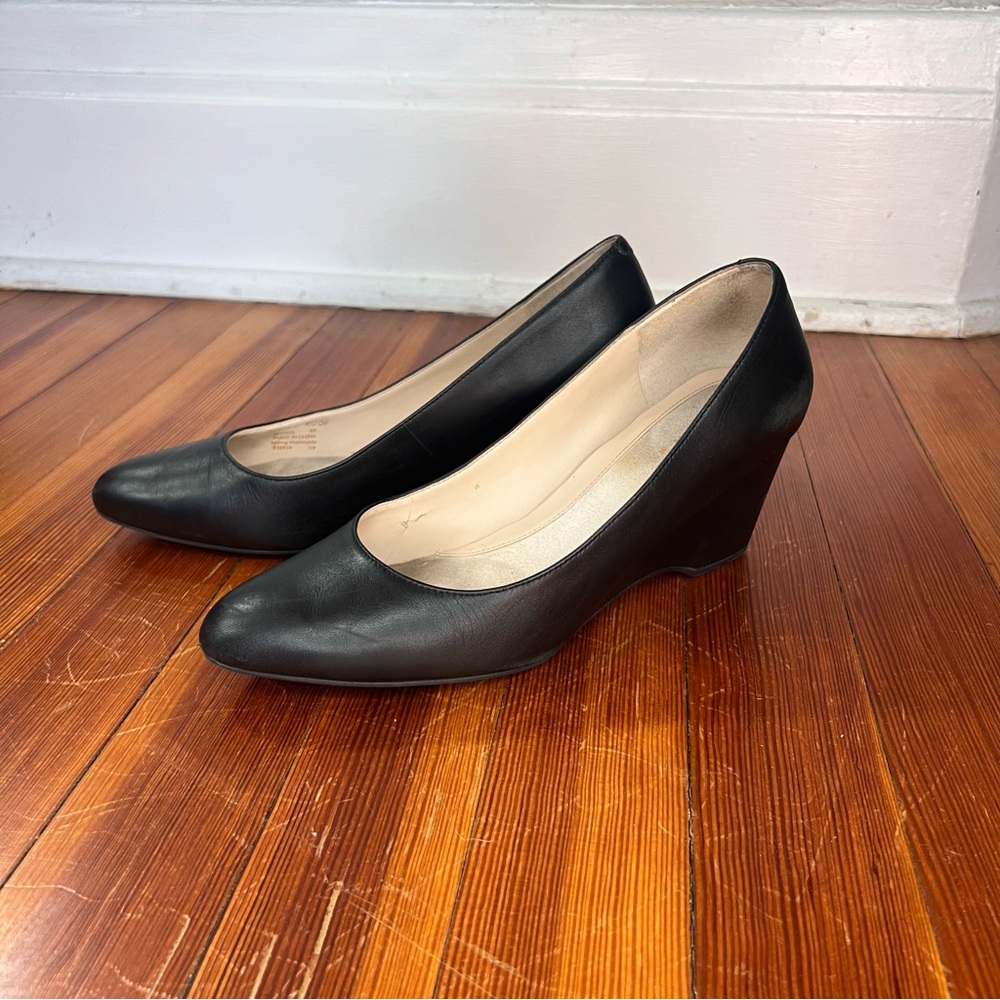 Cole Haan Waterproof Wedge Heels Black Leather